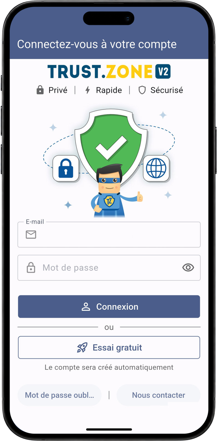 Trust.Zone VPN V2 : connexion au compte