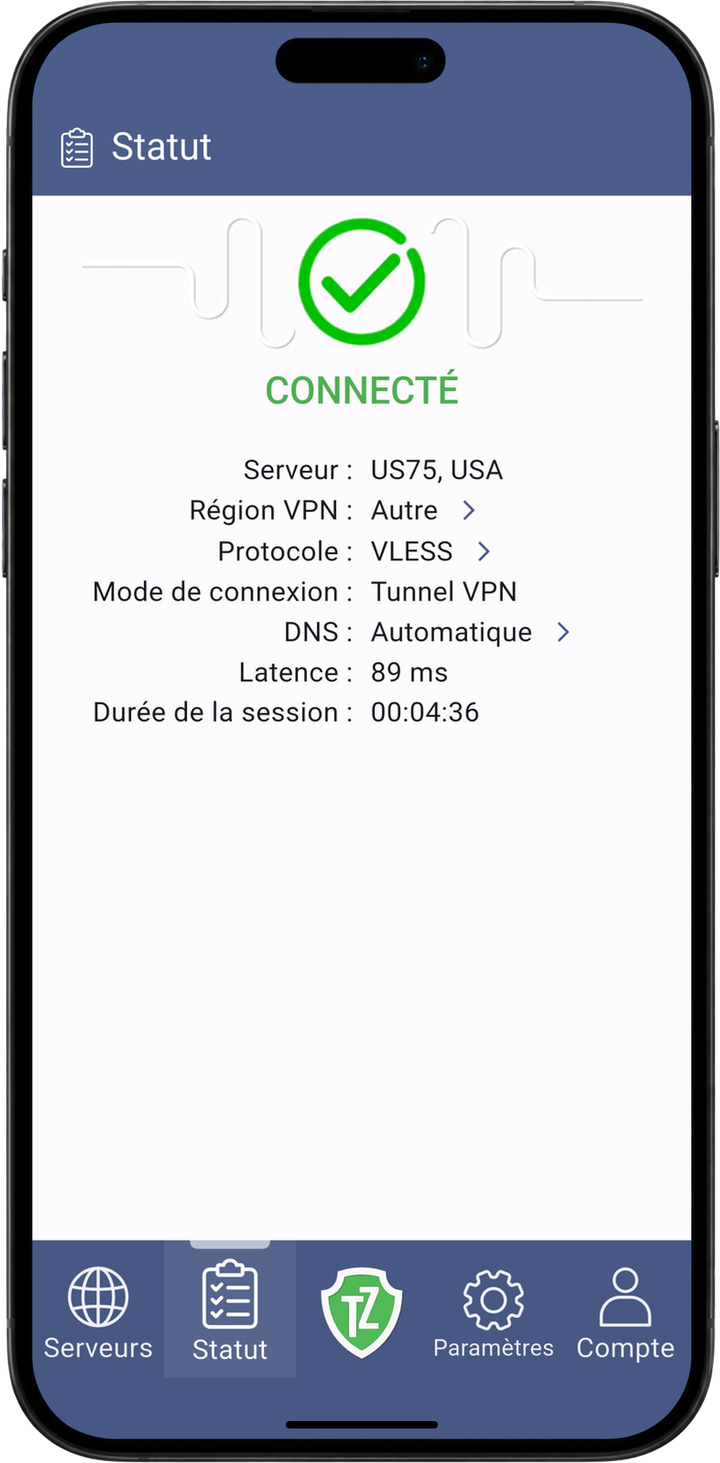 Trust.Zone VPN V2 : état de la connexion