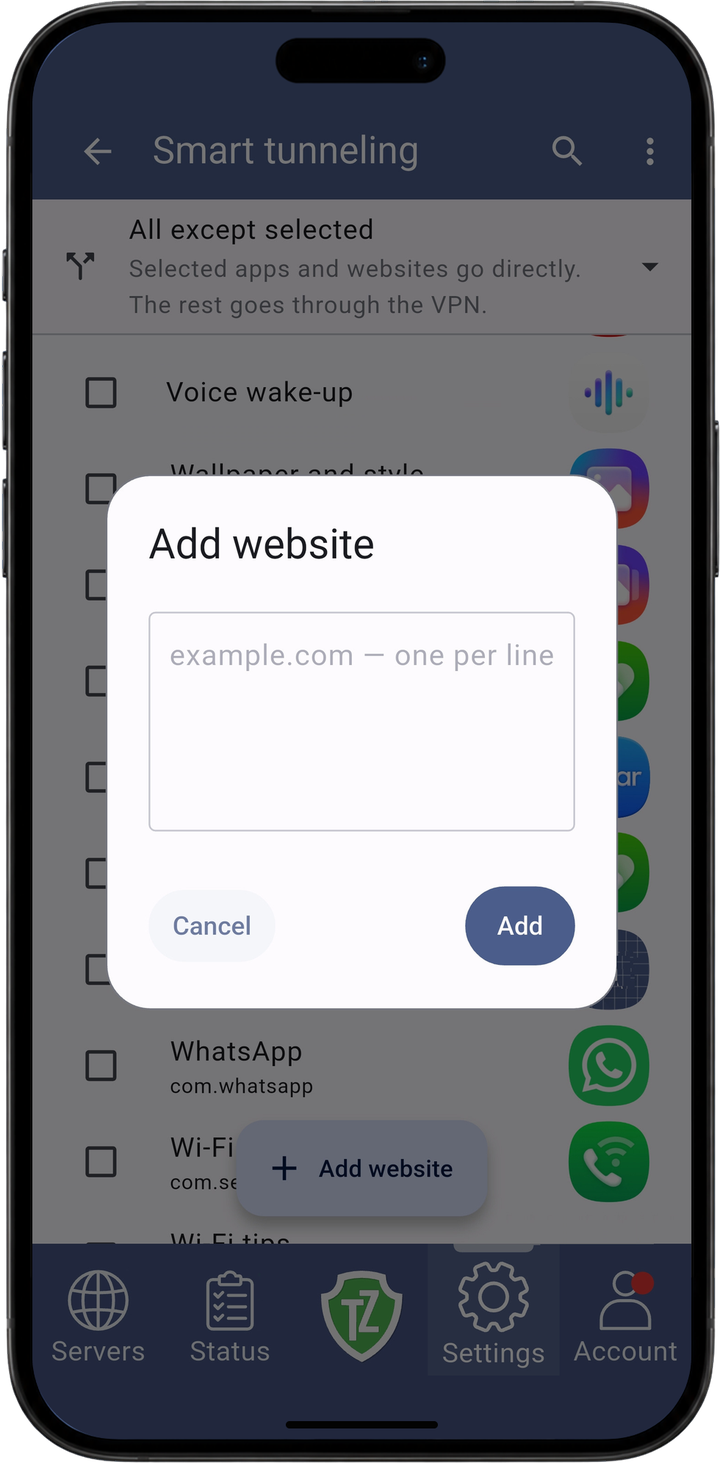 Trust.Zone VPN V2: akıllı tünelleme