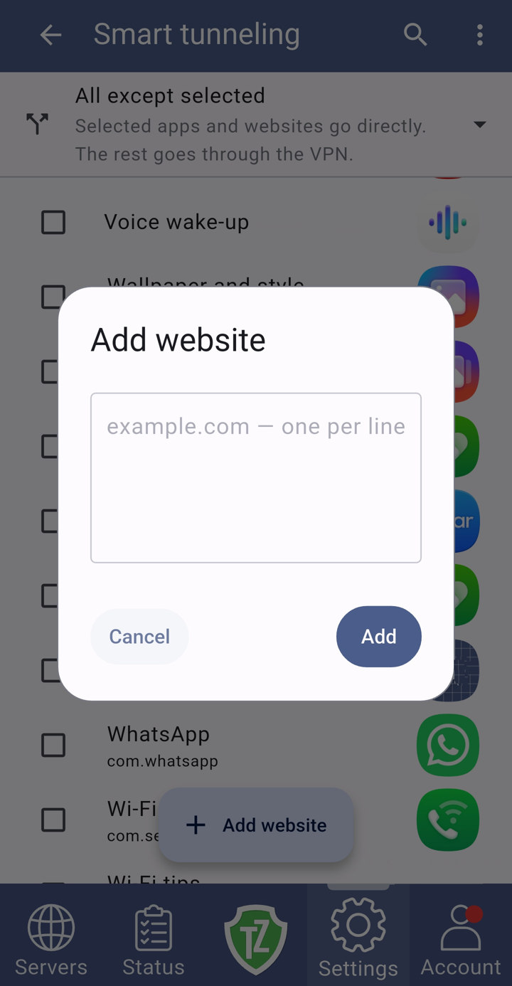 Trust.Zone VPN V2: akıllı tünelleme