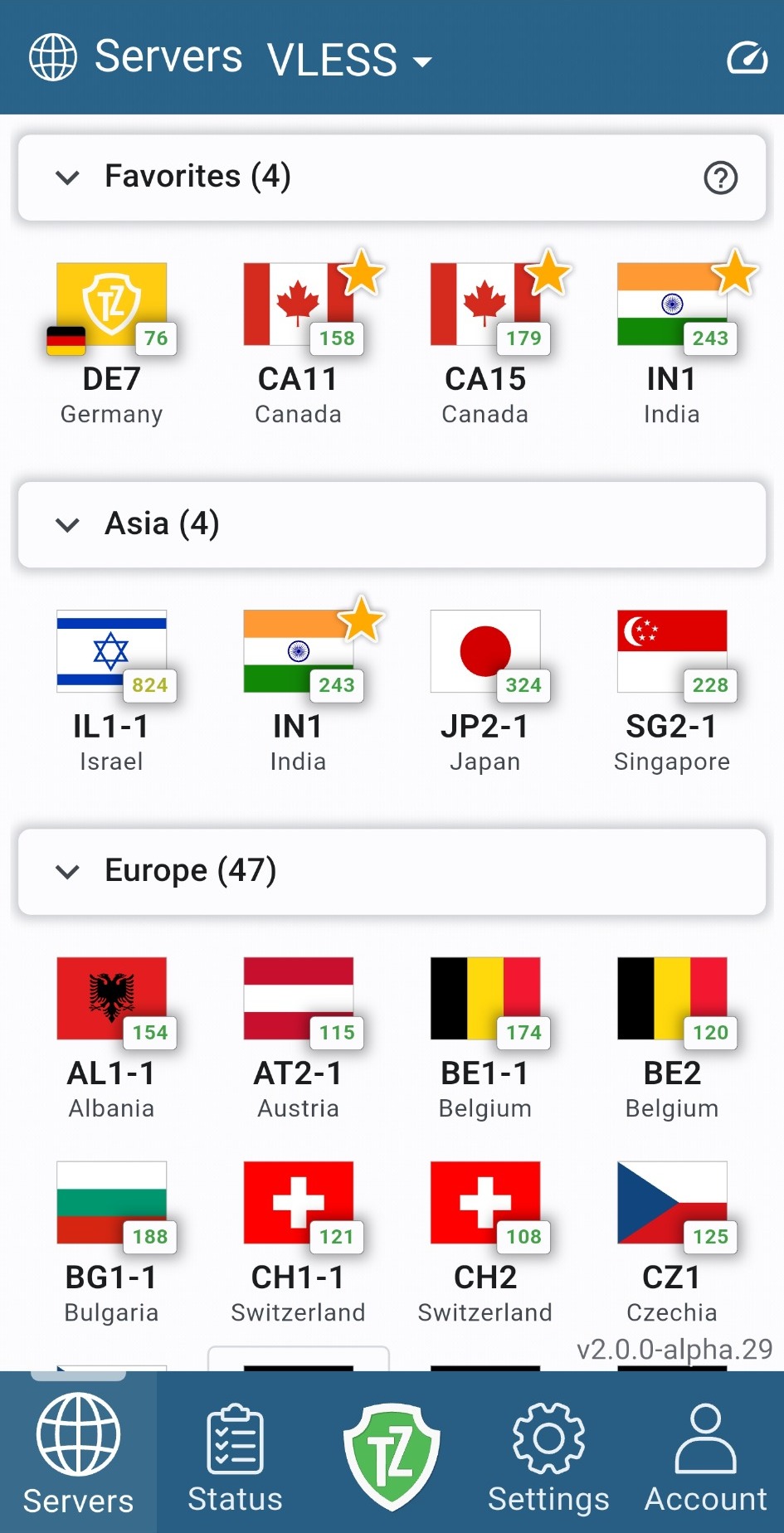 Trust.Zone VPN V2: server list
